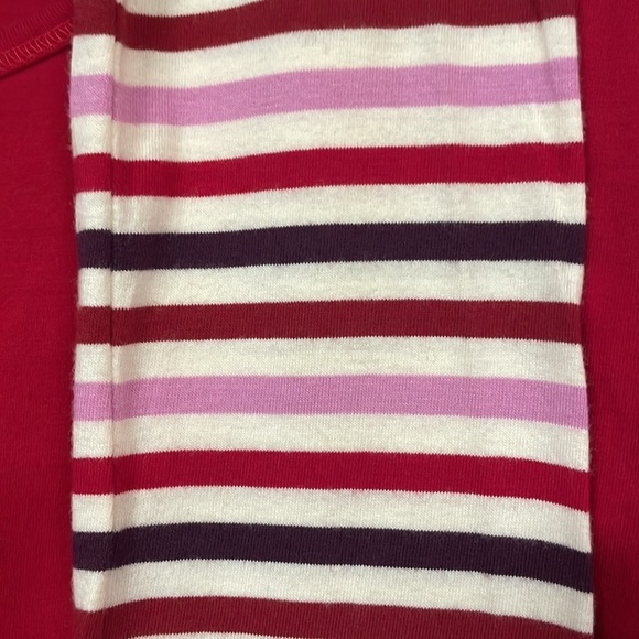 L.L Bean RED long sleeve cotton pullover tee with detachable striped scarf, XL - Picture 6 of 7